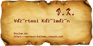Vértesi Kálmán névjegykártya